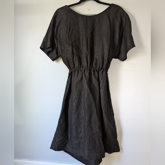 Vetta Convertible Wrap Linen Blend Dress Short Black Minimalist Preppy XS - Picture 6 of 11